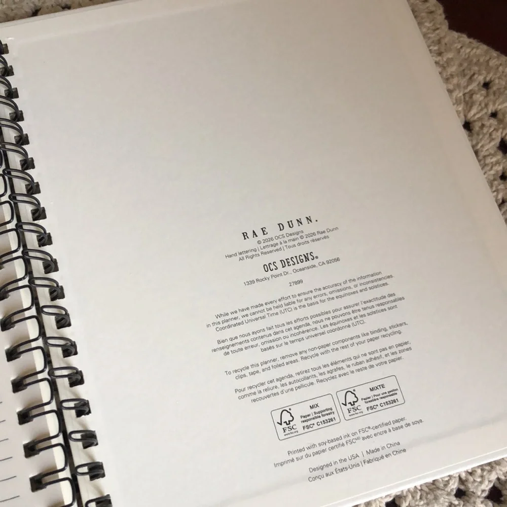 Rae Dunn White Spiral 2027 Planner